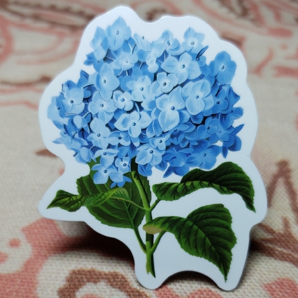 (M) Blue Hydrangea Flower Sticker - Picture 1 of 2